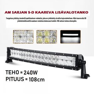 LED-Lisävalotanko Kaareva 5D-Optiikalla 108cm / 240w