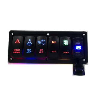 Katkaisinpaneeli 5-kytkintä, USB-paikka, jännitenäyttö