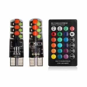 T10 LED Polttimot 12V RGB kauko-ohjattava