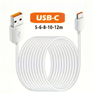 USB, USB-C virtakaapeli 6A , 5m / 6m / 8m / 10m / 12m