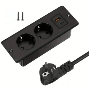 Upotettava pistorasia 2-paikkaa + USB & USB-C