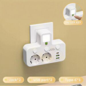 Pistorasiahaaroitin 2-paikkaa + USB & USB-C